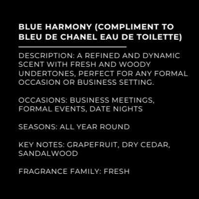 Blue Harmony | A Sophisticated Fresh & Woody Fragrance for Every Occasion