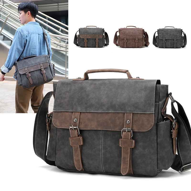 Casual PU Leather Trendy Retro Men's Shoulder Bag